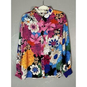Jodifl Boutique Women's Long Sleeve Colorful Button Up Blouse Size S New Spring